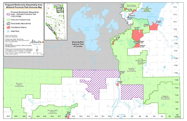 Proposed BSA (Purple lines) Map Credit: Government of Alberta.