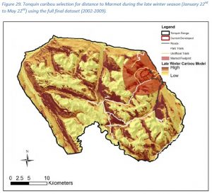 Jasper's Tonquin caribou 'late winter' habitat selection. Figure 29, Schmiegelow 2014.