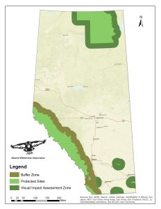 Map showing designated "pristine viewscape" and buffer zones.